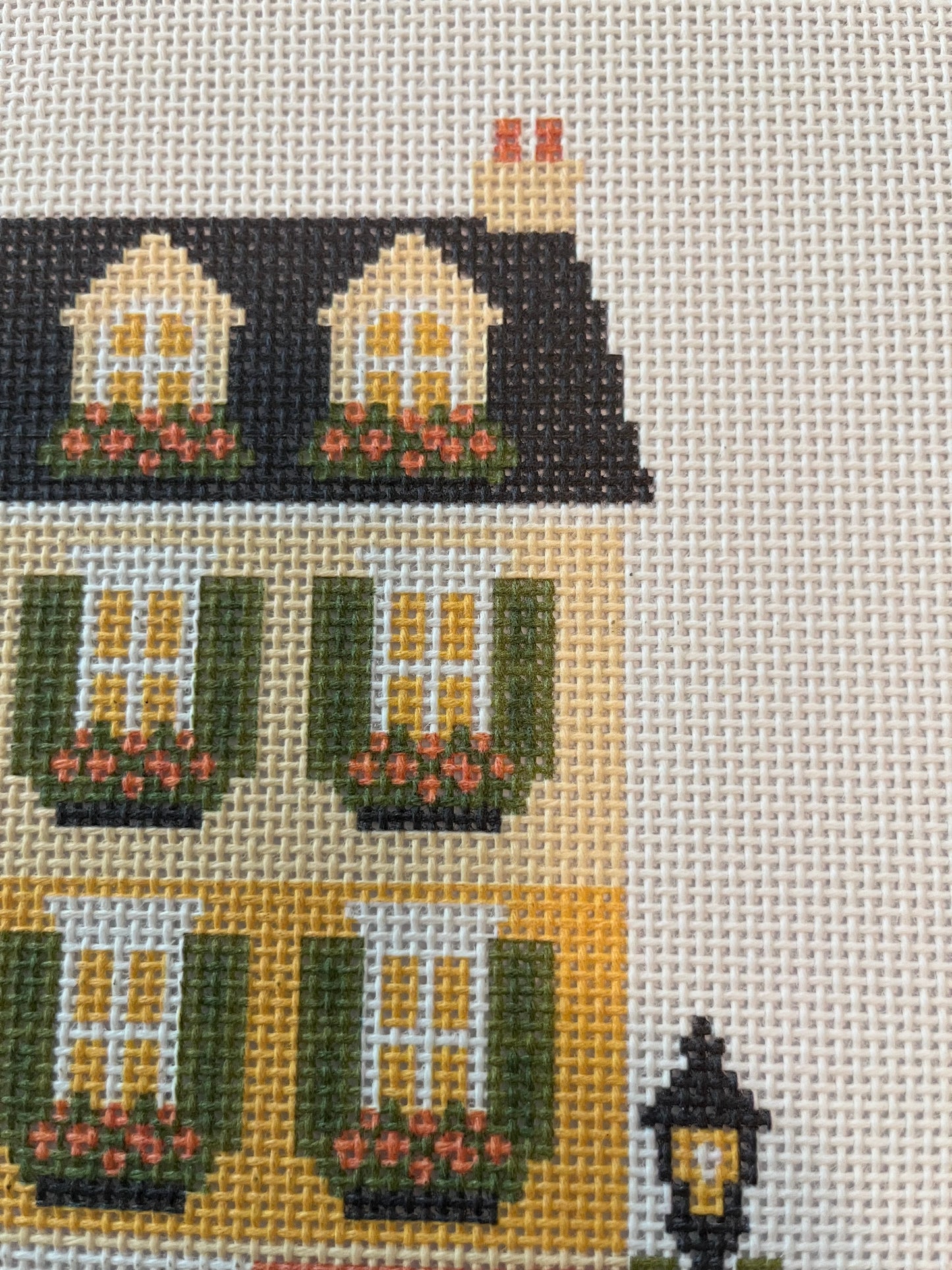Lizzy Claire's Happy Neighborhood Candy Corn Townhouse - 13 mesh - 12 x 12 - Needlepoint Canvas