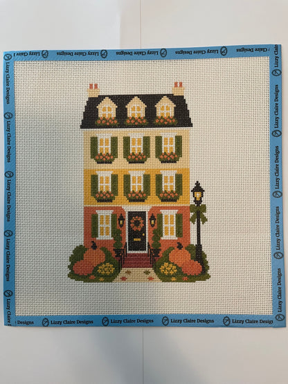 Lizzy Claire's Happy Neighborhood Candy Corn Townhouse - 13 mesh - 12 x 12 - Needlepoint Canvas