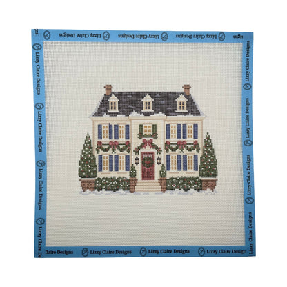 Lizzy Claire's Happy Neighborhood Christmas Manor - 18 mesh - 10 x 10 - Needlepoint Canvas