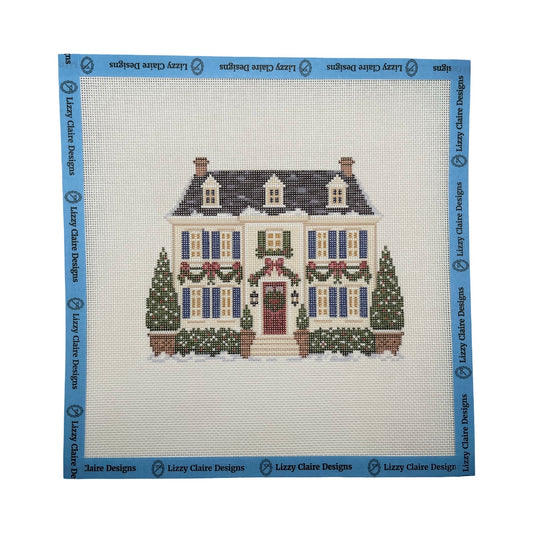 Lizzy Claire's Happy Neighborhood Christmas Manor - 18 mesh - 10 x 10 - Needlepoint Canvas
