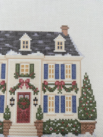 Lizzy Claire's Happy Neighborhood Christmas Manor - 18 mesh - 10 x 10 - Needlepoint Canvas