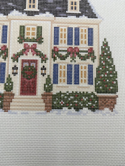 Lizzy Claire's Happy Neighborhood Christmas Manor - 18 mesh - 10 x 10 - Needlepoint Canvas