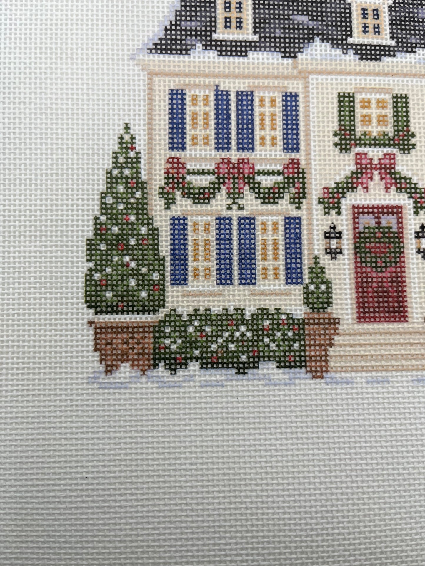 Lizzy Claire's Happy Neighborhood Christmas Manor - 18 mesh - 10 x 10 - Needlepoint Canvas