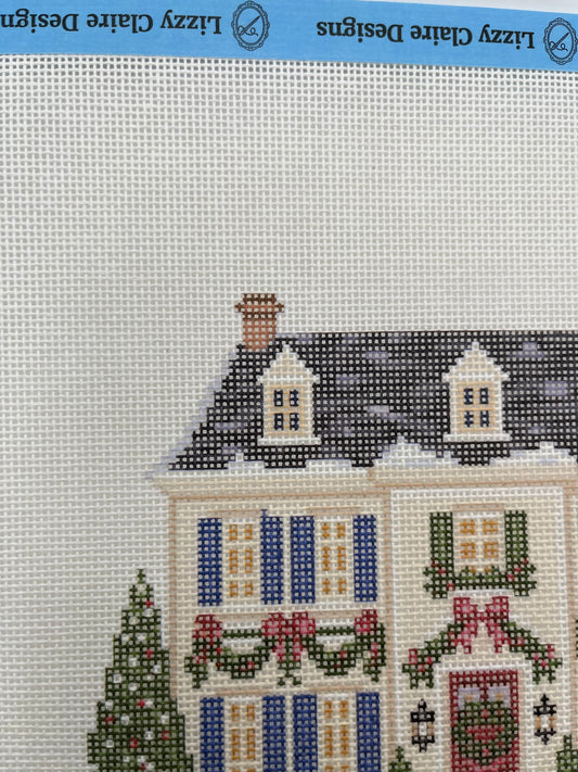 Lizzy Claire's Happy Neighborhood Christmas Manor - 18 mesh - 10 x 10 - Needlepoint Canvas