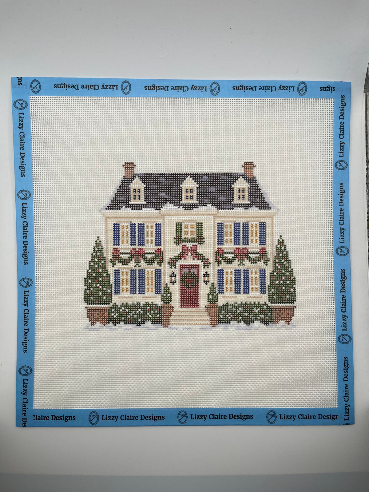 Lizzy Claire's Happy Neighborhood Christmas Manor - 18 mesh - 10 x 10 - Needlepoint Canvas