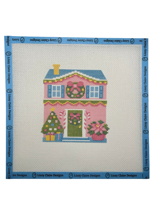 Lizzy Claire's Happy Neighborhood House - 13 mesh - 10 x 10 -  Needlepoint Canvas