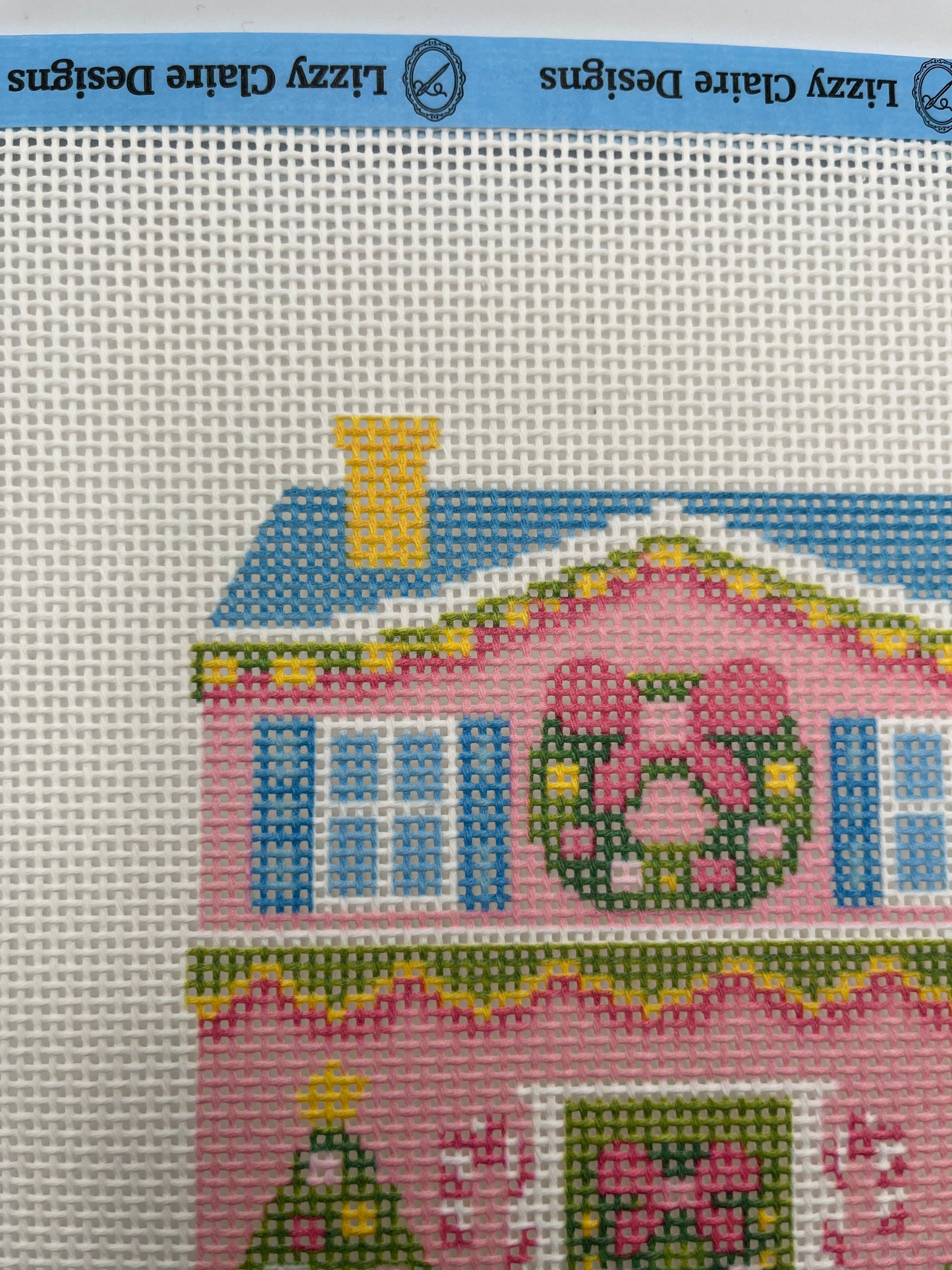 Lizzy Claire's Happy Neighborhood House - 13 mesh - 10 x 10 -  Needlepoint Canvas