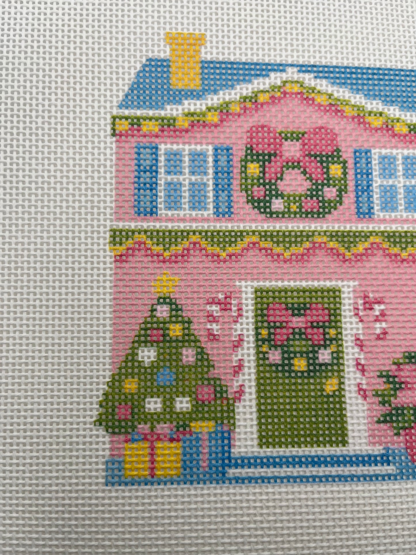 Lizzy Claire's Happy Neighborhood House - 13 mesh - 10 x 10 -  Needlepoint Canvas