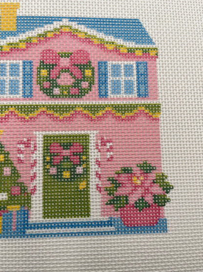 Lizzy Claire's Happy Neighborhood House - 13 mesh - 10 x 10 -  Needlepoint Canvas