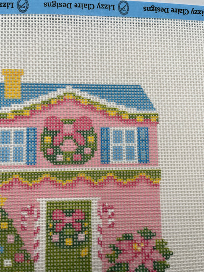 Lizzy Claire's Happy Neighborhood House - 13 mesh - 10 x 10 -  Needlepoint Canvas