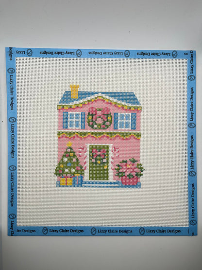 Lizzy Claire's Happy Neighborhood House - 13 mesh - 10 x 10 -  Needlepoint Canvas