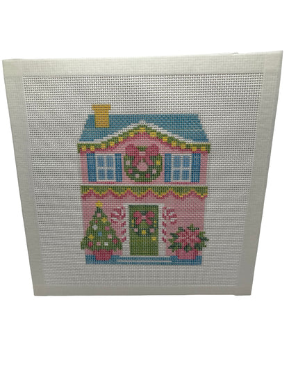 Lizzy Claire's Happy Neighborhood House - 18 mesh - 8 x 8 - Needlepoint Canvas