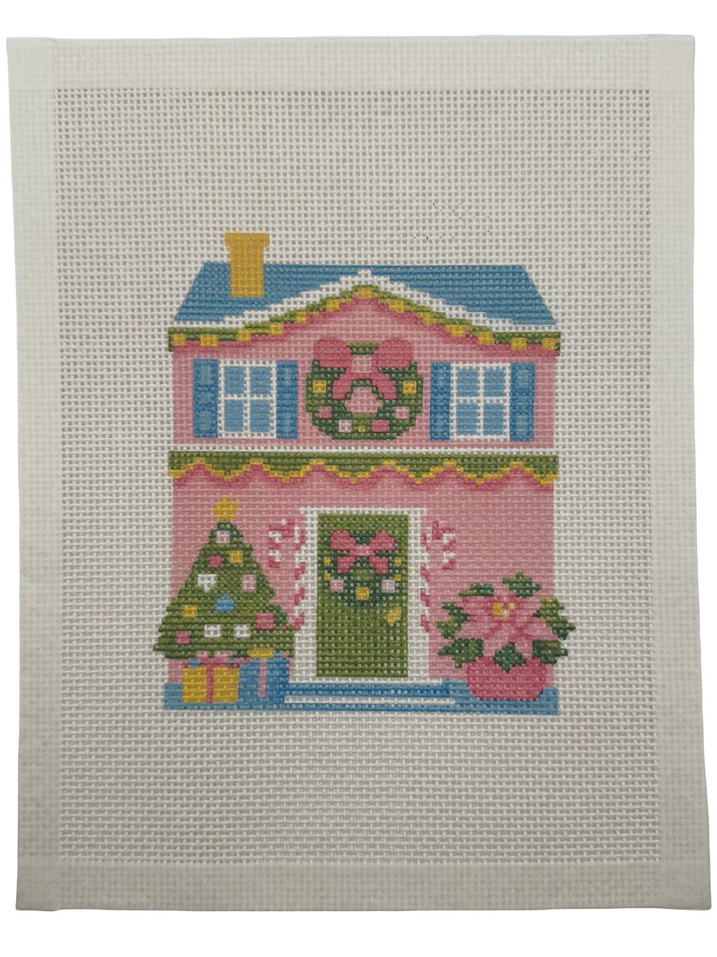 Lizzy Claire's Happy Neighborhood House - 13 mesh - 8 x 10 -  Needlepoint Canvas