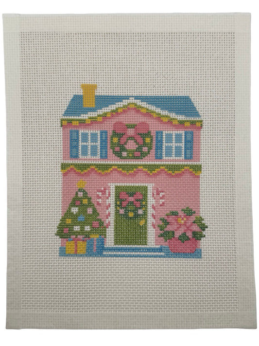 Lizzy Claire's Happy Neighborhood House - 13 mesh - 8 x 10 -  Needlepoint Canvas