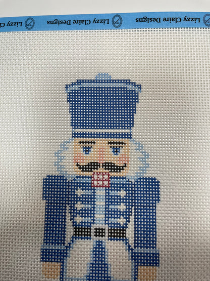 Lizzy Claire's Happy Neighborhood Large Blue Nutcracker - 13 mesh - 12 x 12 - Needlepoint Canvas