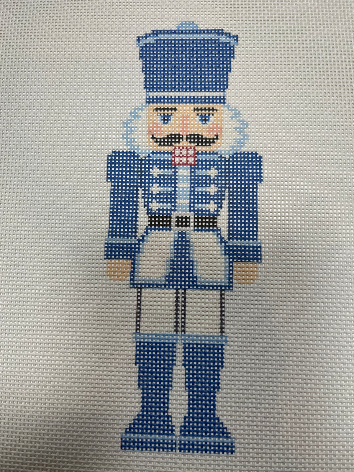 Lizzy Claire's Happy Neighborhood Large Blue Nutcracker - 13 mesh - 12 x 12 - Needlepoint Canvas