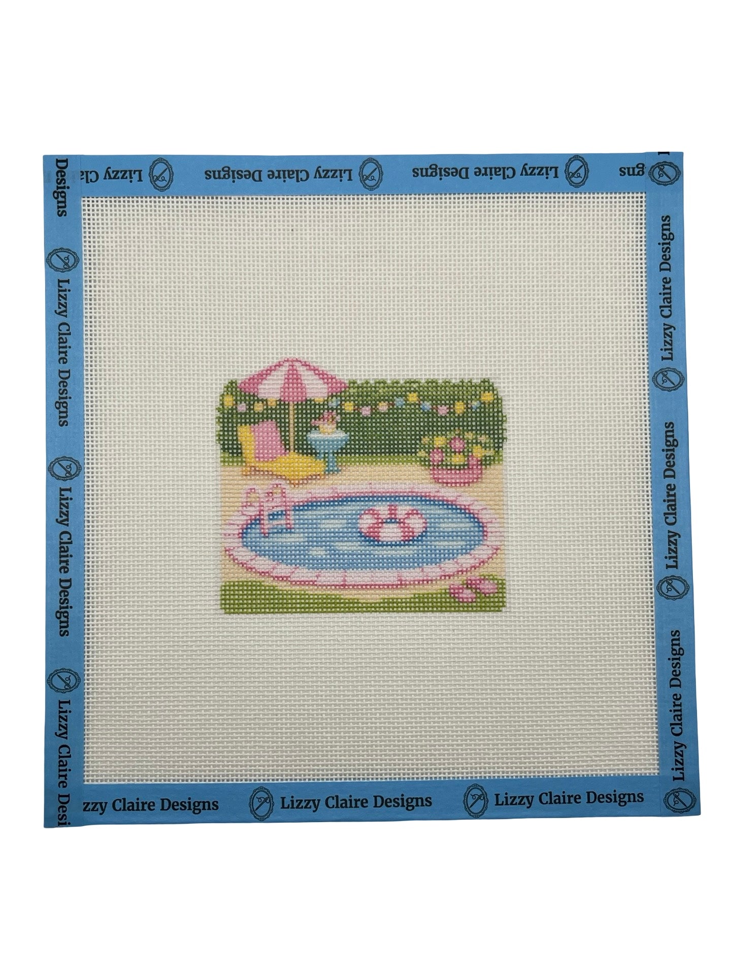 Lizzy Claire's Happy Neighborhood Pool  - 18 mesh - 8 x 8 - Needlepoint Canvas