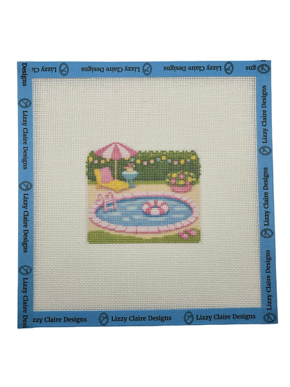 Lizzy Claire's Happy Neighborhood Pool  - 18 mesh - 8 x 8 - Needlepoint Canvas