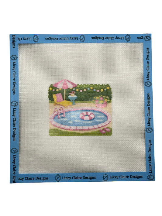 Lizzy Claire's Happy Neighborhood Pool  - 18 mesh - 8 x 8 - Needlepoint Canvas