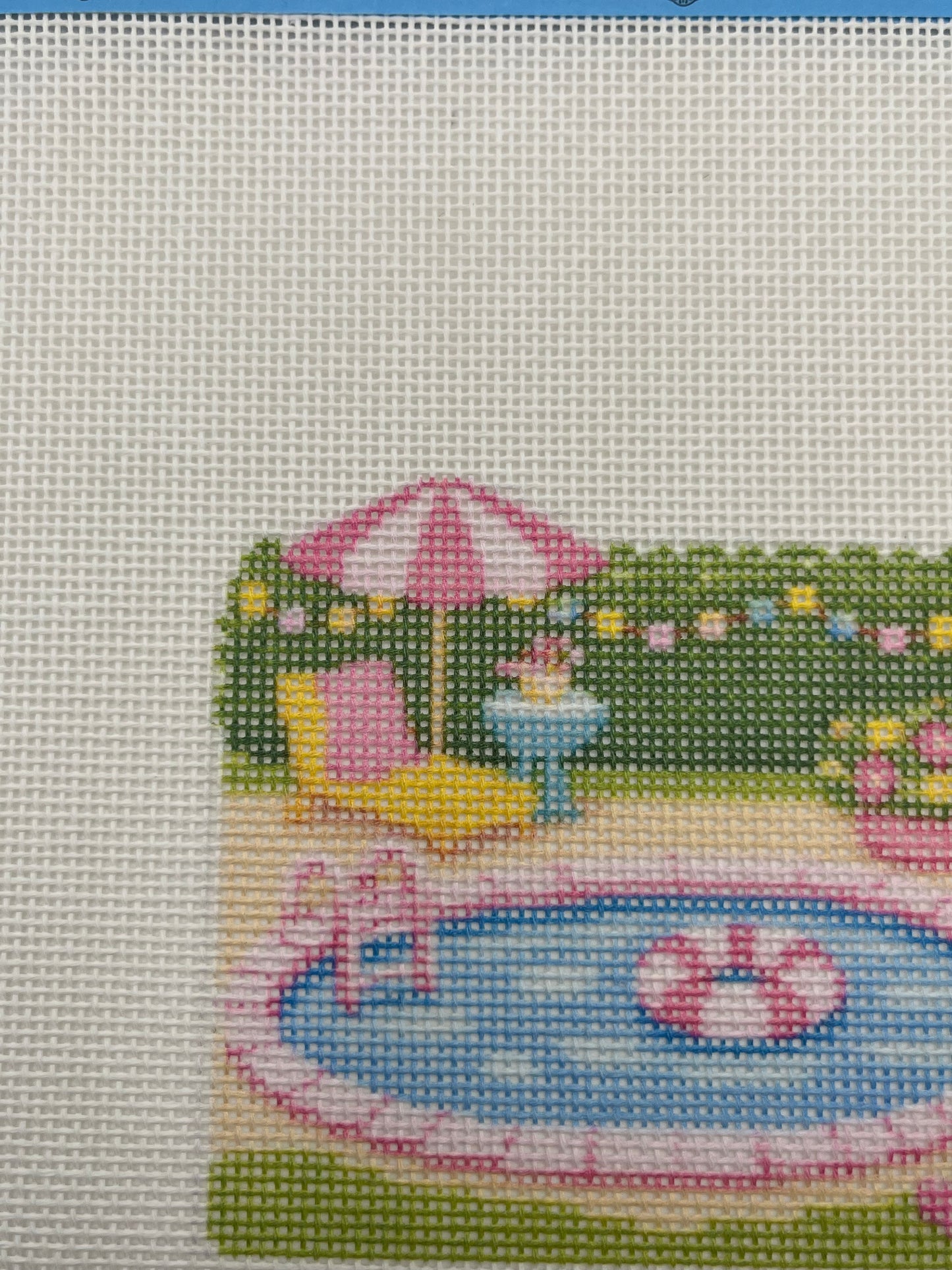 Lizzy Claire's Happy Neighborhood Pool  - 18 mesh - 8 x 8 - Needlepoint Canvas
