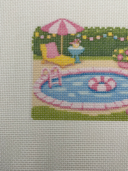 Lizzy Claire's Happy Neighborhood Pool  - 18 mesh - 8 x 8 - Needlepoint Canvas