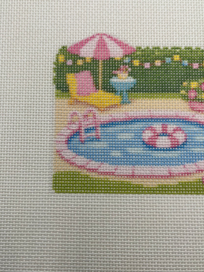Lizzy Claire's Happy Neighborhood Pool  - 18 mesh - 8 x 8 - Needlepoint Canvas