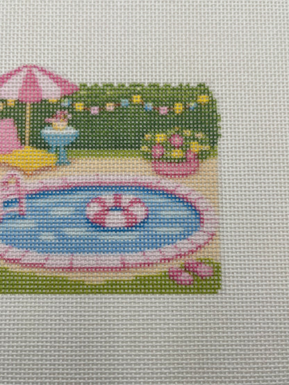 Lizzy Claire's Happy Neighborhood Pool  - 18 mesh - 8 x 8 - Needlepoint Canvas