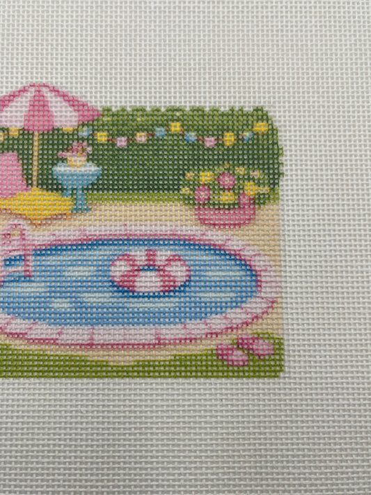 Lizzy Claire's Happy Neighborhood Pool  - 18 mesh - 8 x 8 - Needlepoint Canvas
