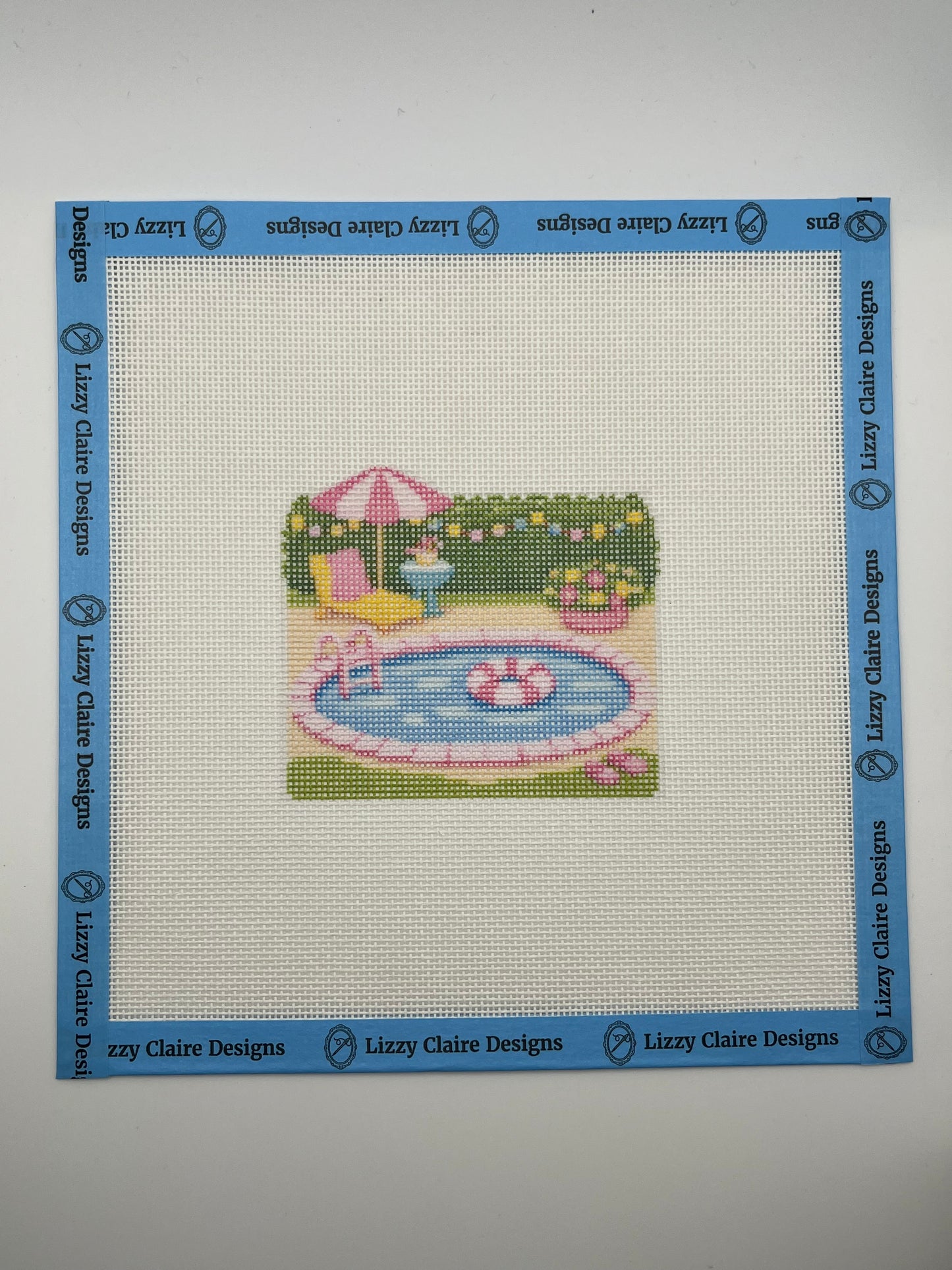 Lizzy Claire's Happy Neighborhood Pool  - 18 mesh - 8 x 8 - Needlepoint Canvas