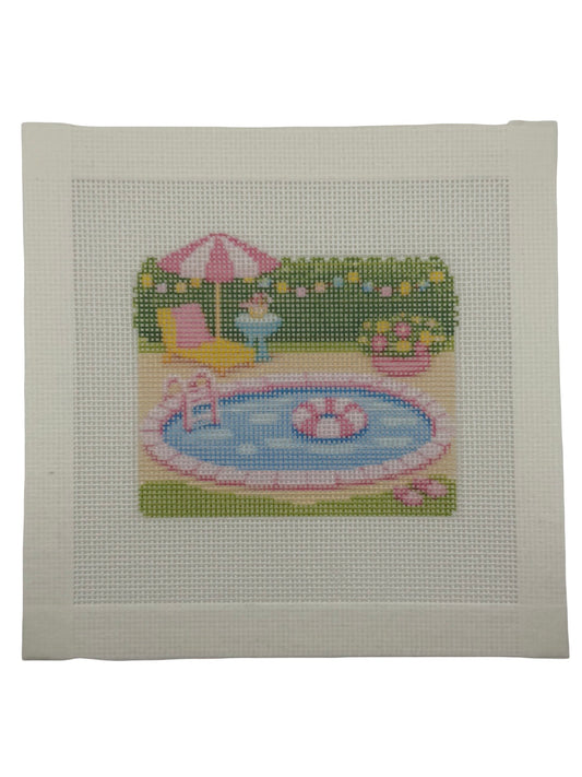 Lizzy Claire's Happy Neighborhood Pool  - 18 mesh - 6 x 6 - Needlepoint Canvas