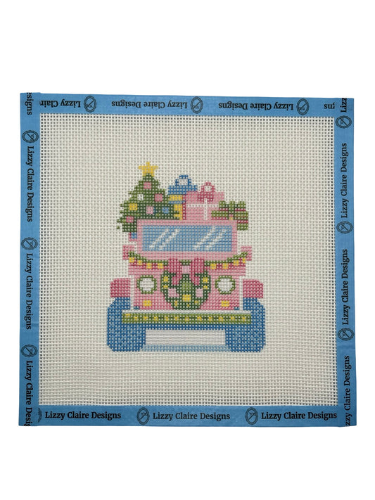 Lizzy Claire's Happy Neighborhood SUV - 13 mesh - 8 x 8 - Needlepoint Canvas