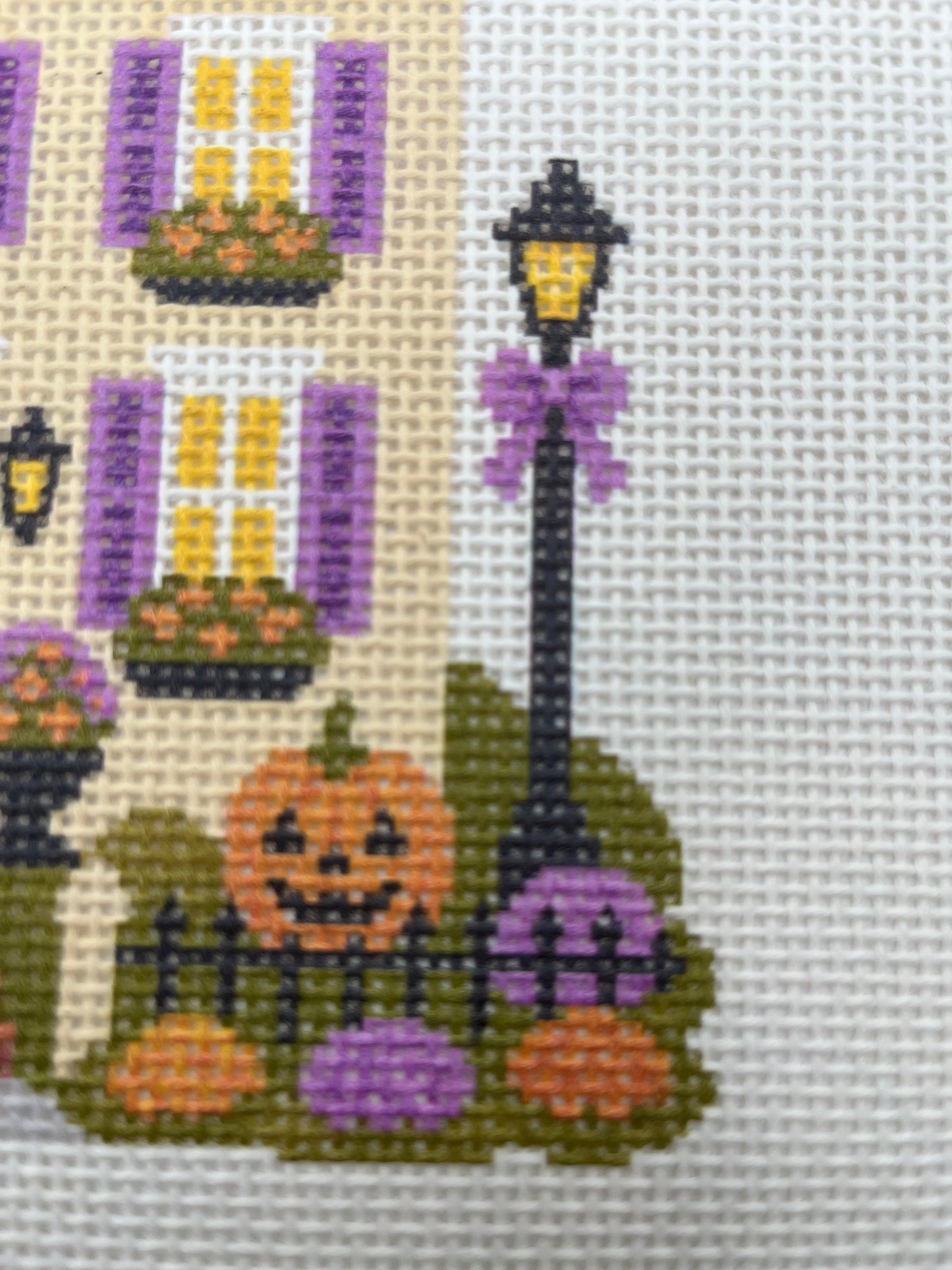 Lizzy Claire's Happy Neighborhood Trick or Treat Townhouse - 13 mesh - 10 x 10 - Needlepoint Canvas