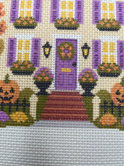 Lizzy Claire's Happy Neighborhood Trick or Treat Townhouse - 13 mesh - 10 x 10 - Needlepoint Canvas