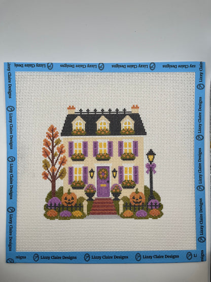 Lizzy Claire's Happy Neighborhood Trick or Treat Townhouse - 13 mesh - 10 x 10 - Needlepoint Canvas