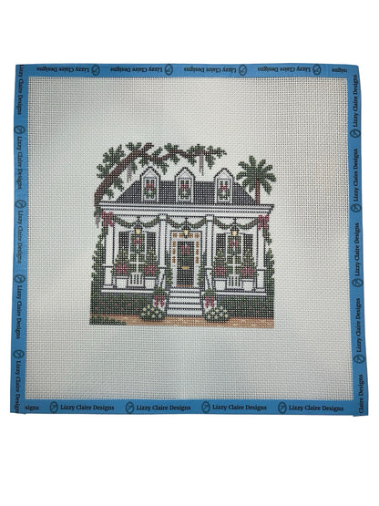 Lizzy Claire's Happy Neighborhood Low Country House - 13 mesh - 12 x 12 - Needlepoint Canvas