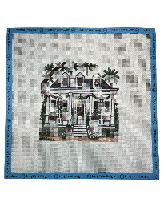 Lizzy Claire's Happy Neighborhood Low Country House - 13 mesh - 12 x 12 - Needlepoint Canvas