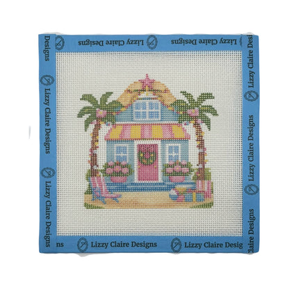 Lizzy Claire's Happy Neighborhood Beach House - 18 mesh - 8 x 8 - Needlepoint Canvas