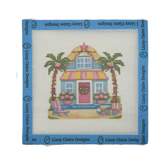 Lizzy Claire's Happy Neighborhood Beach House - 18 mesh - 6 x 6 - Needlepoint Canvas