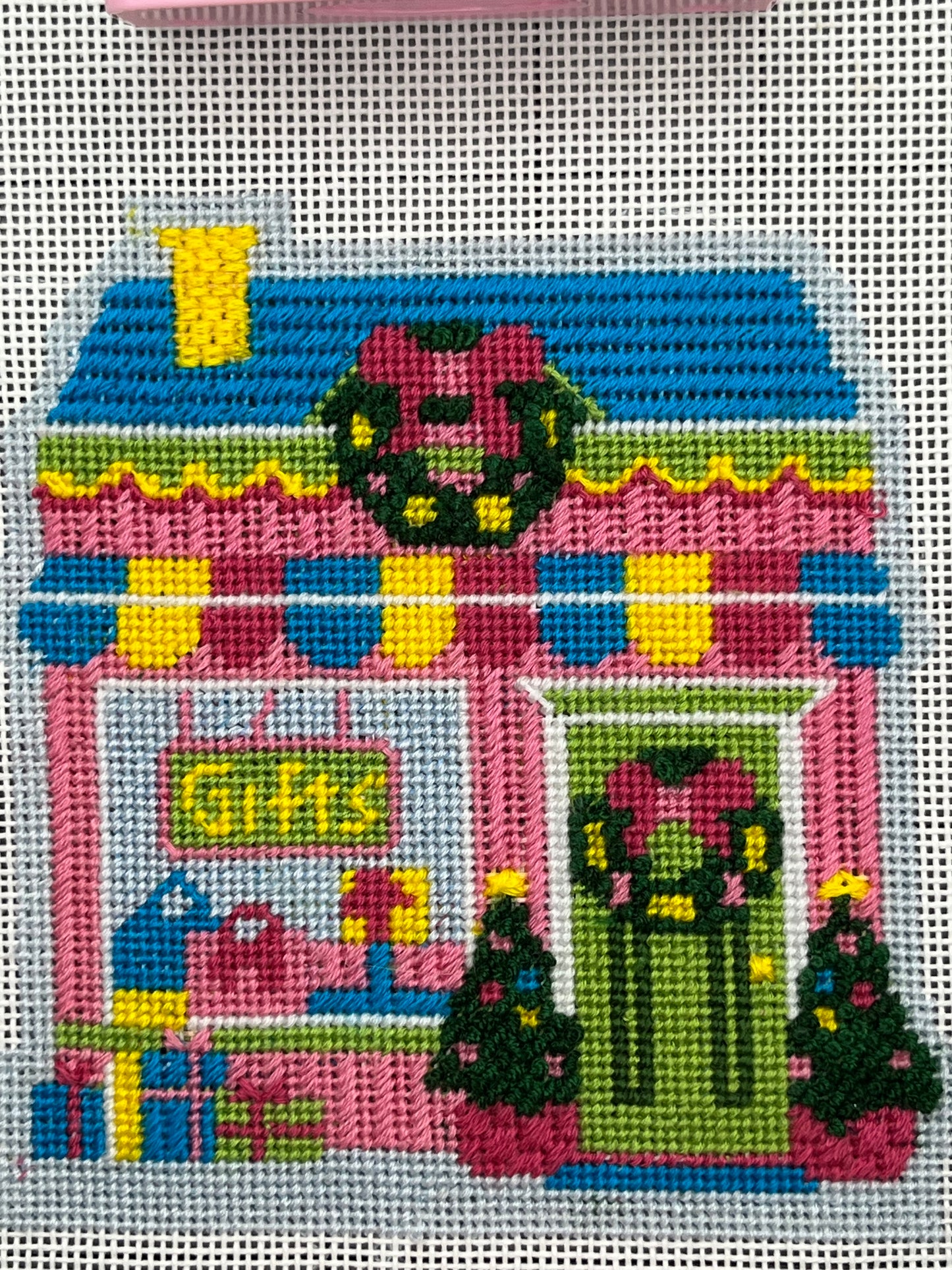 Lizzy Claire's Happy Neighborhood Gift Shop  - 18 mesh - 8 x 8 - Needlepoint Canvas