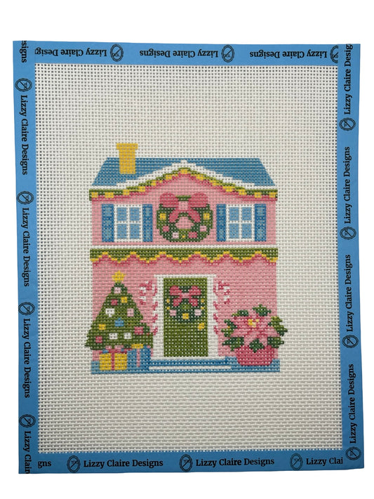 Lizzy Claire's Happy Neighborhood House - 13 mesh - 8 x 10 -  Needlepoint Canvas