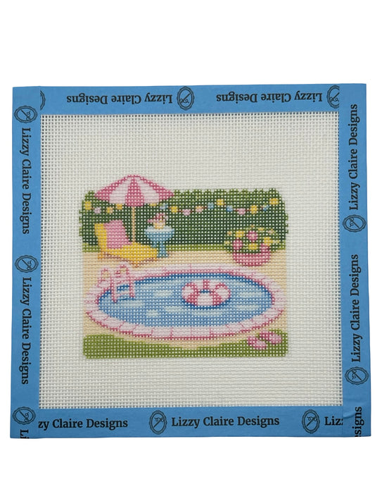 Lizzy Claire's Happy Neighborhood Pool  - 18 mesh - 6 x 6 - Needlepoint Canvas