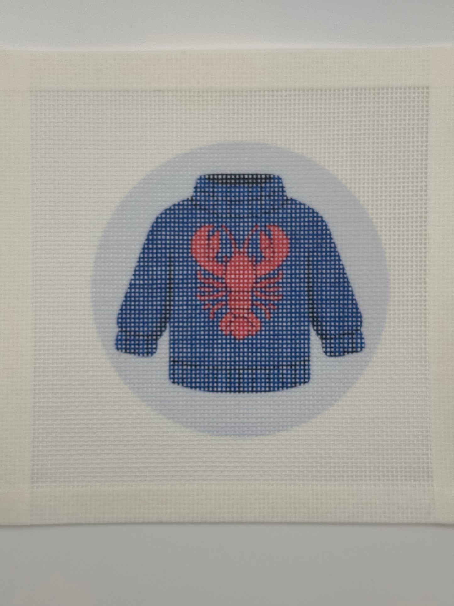 Lobster Sweater - 18 mesh - 4 inch Round - 6 x 6 - Needlepoint Canvas
