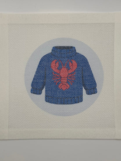 Lobster Sweater - 18 mesh - 4 inch Round - 6 x 6 - Needlepoint Canvas