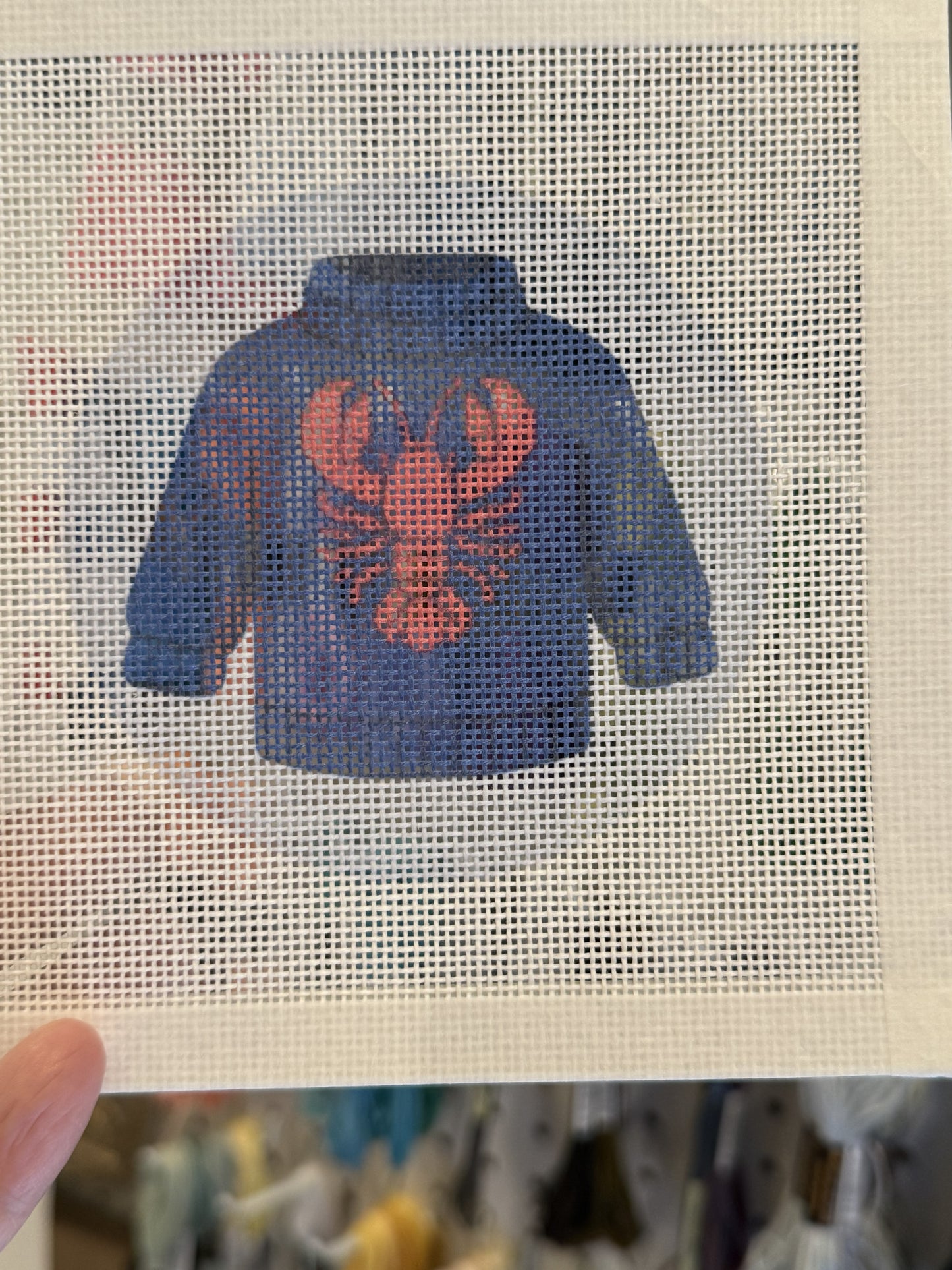 Lobster Sweater - 18 mesh - 4 inch Round - 6 x 6 - Needlepoint Canvas