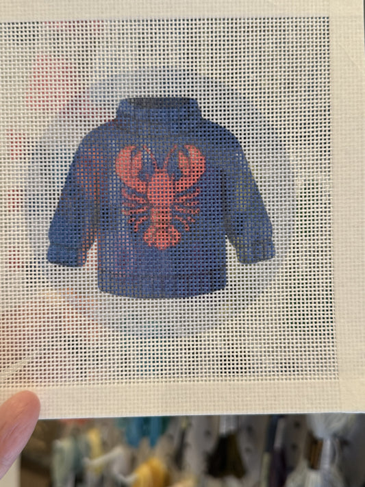 Lobster Sweater - 18 mesh - 4 inch Round - 6 x 6 - Needlepoint Canvas