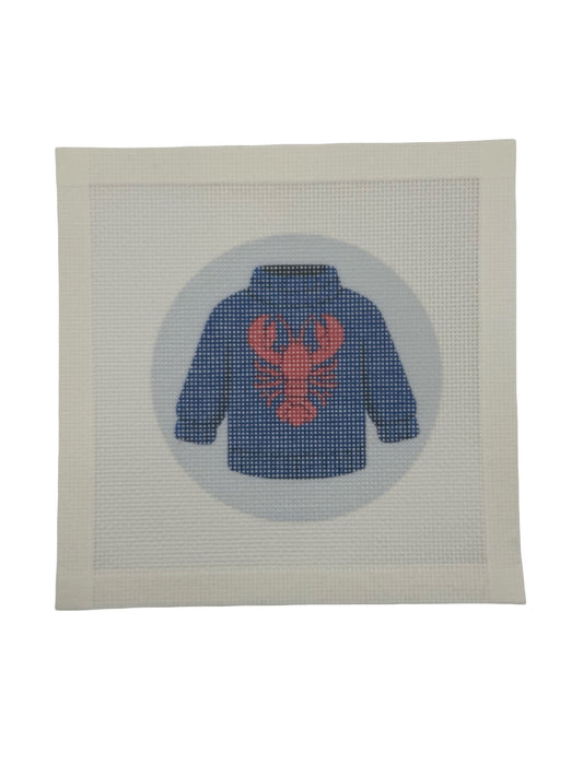 Lobster Sweater - 18 mesh - 4 inch Round - 6 x 6 - Needlepoint Canvas
