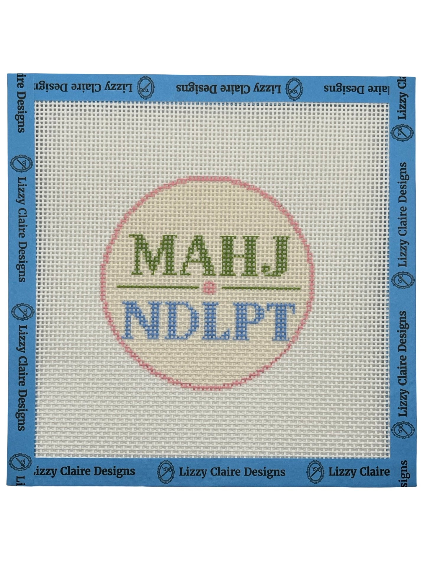 MAHJ NDLPT (Green and Blue) - 13 mesh - 7 x 7 - Needlepoint Canvas