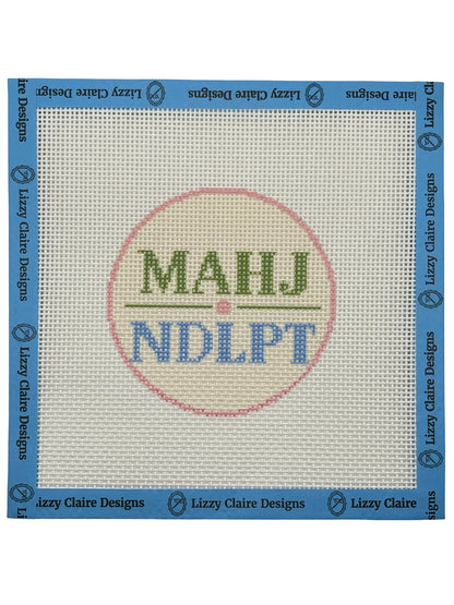 MAHJ NDLPT (Green and Blue) - 13 mesh - 7 x 7 - Needlepoint Canvas