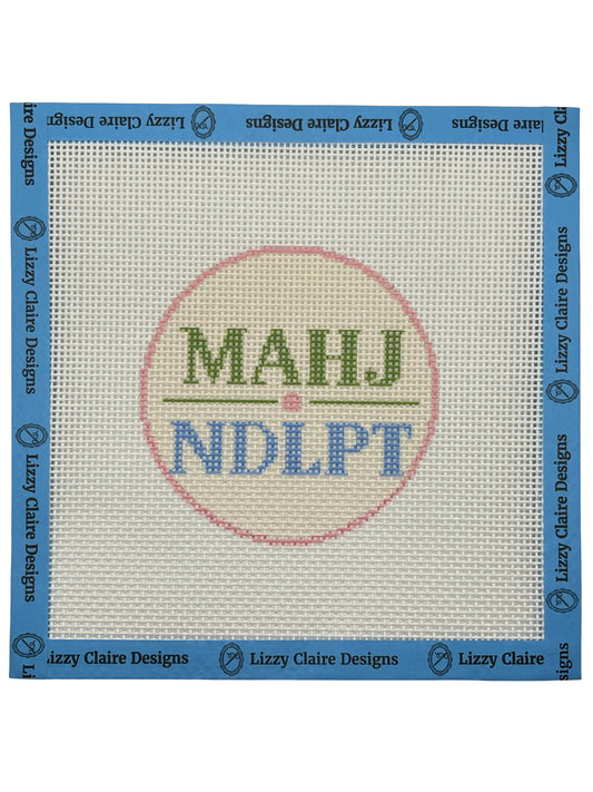 MAHJ NDLPT (Green and Blue) - 13 mesh - 7 x 7 - Needlepoint Canvas