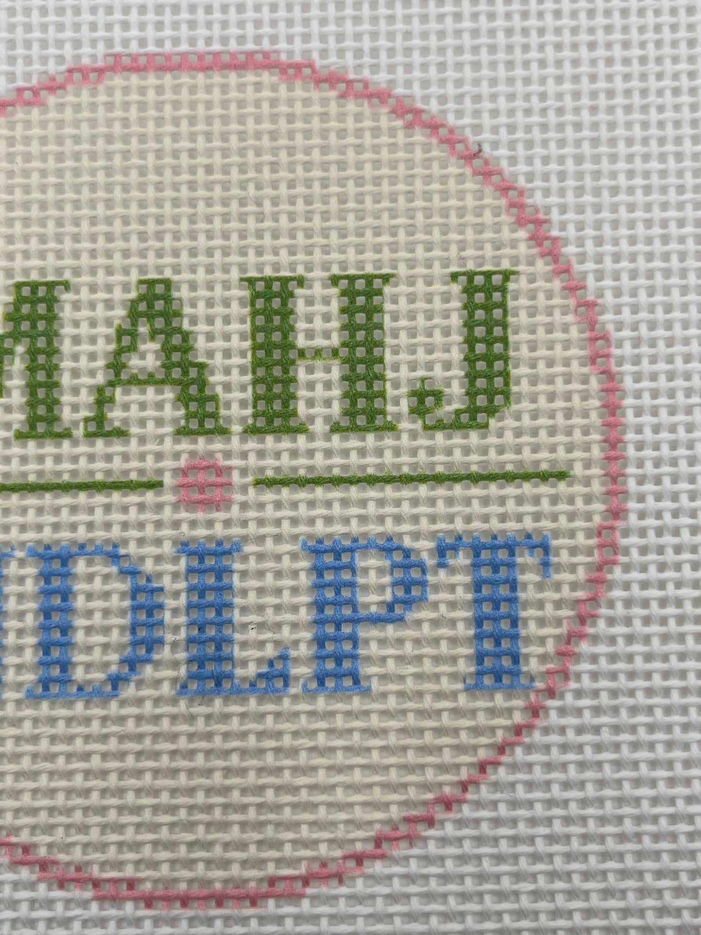 MAHJ NDLPT (Green and Blue) - 13 mesh - 7 x 7 - Needlepoint Canvas